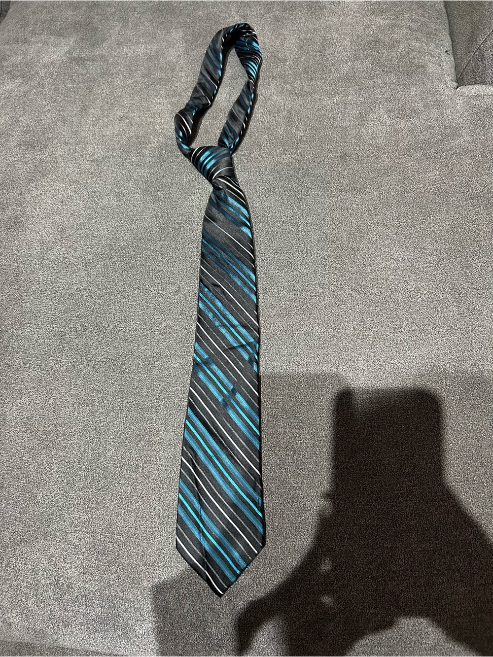 Vintage Express Men's Black and Teal Striped Tie - Classic Professional Style